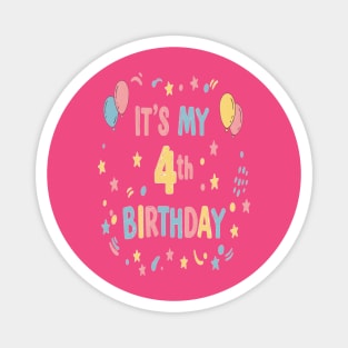 Four-tastic Birthday Tee - Officially Too Cool for Preschool - Joyful Fourth Birthday Stars Magnet